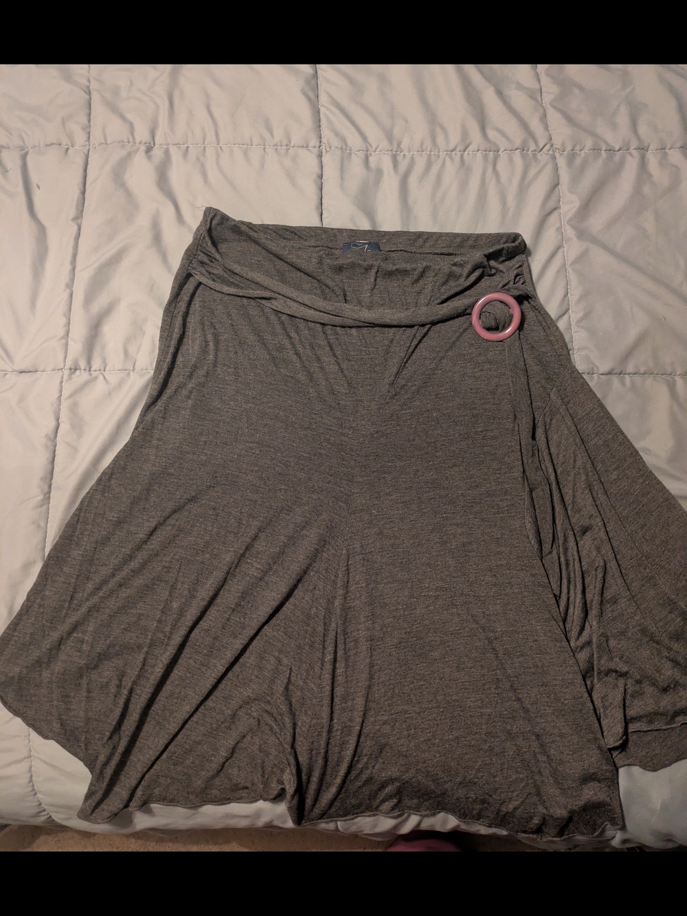 Women’s Grey Maxi Skirt with Waist Ring Detail